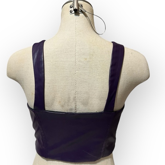 ZARA Purple Faux Leather Bustier Corset Style Crop Top Size Small - Picture 8 of 10